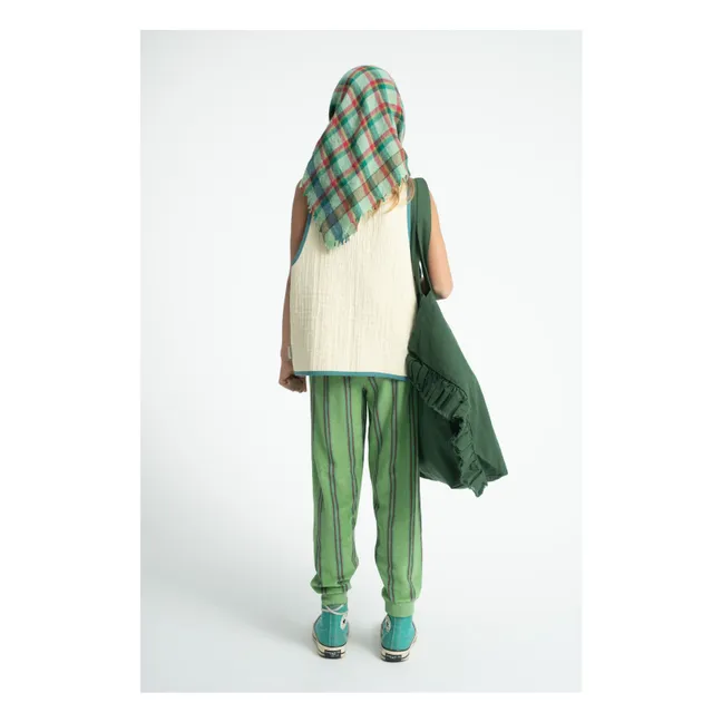 Jersey de rizo de algodón orgánico a rayas | Verde