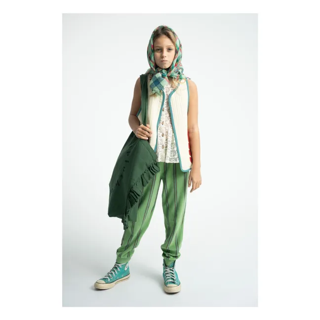 Jersey de rizo de algodón orgánico a rayas | Verde