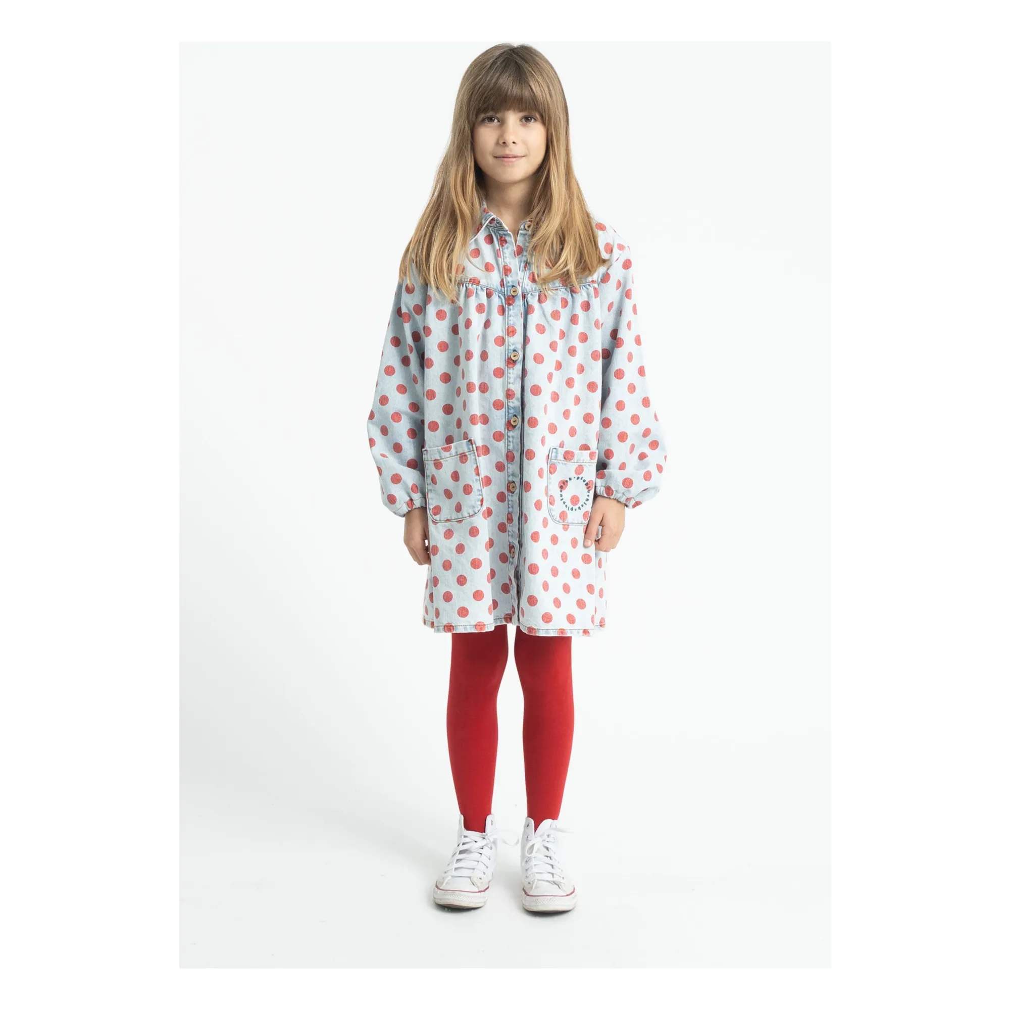 Robe Pois Denim | Bleu Clair- Image produit n°1