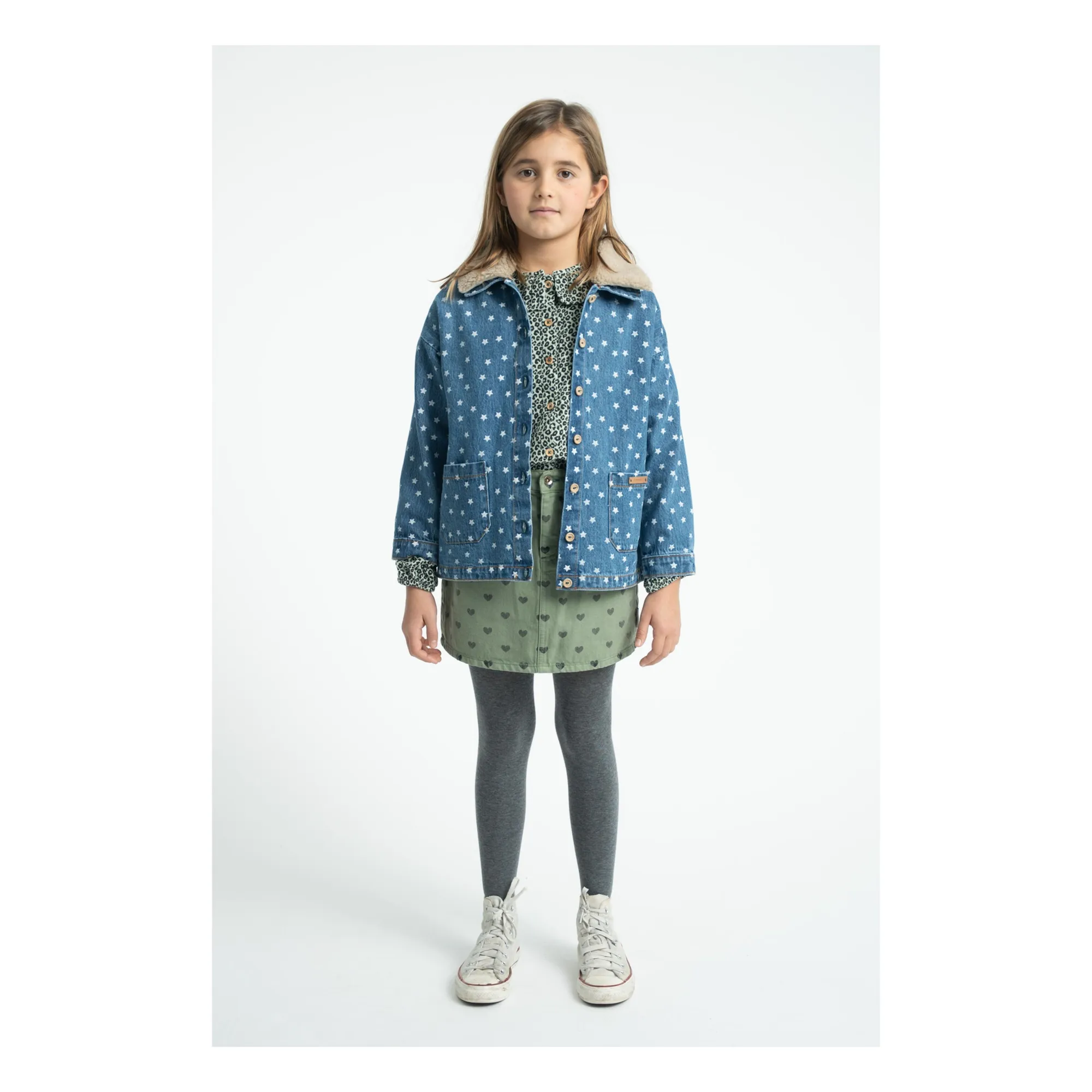 Jupe Cœurs Coton Bio | Vert- Image produit n°1