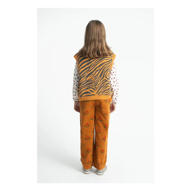 Organic Cotton Corduroy Flower Dungarees | Camel