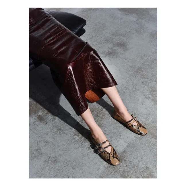 Ballerinas Classic Claudia Python Leather | Taupe brown