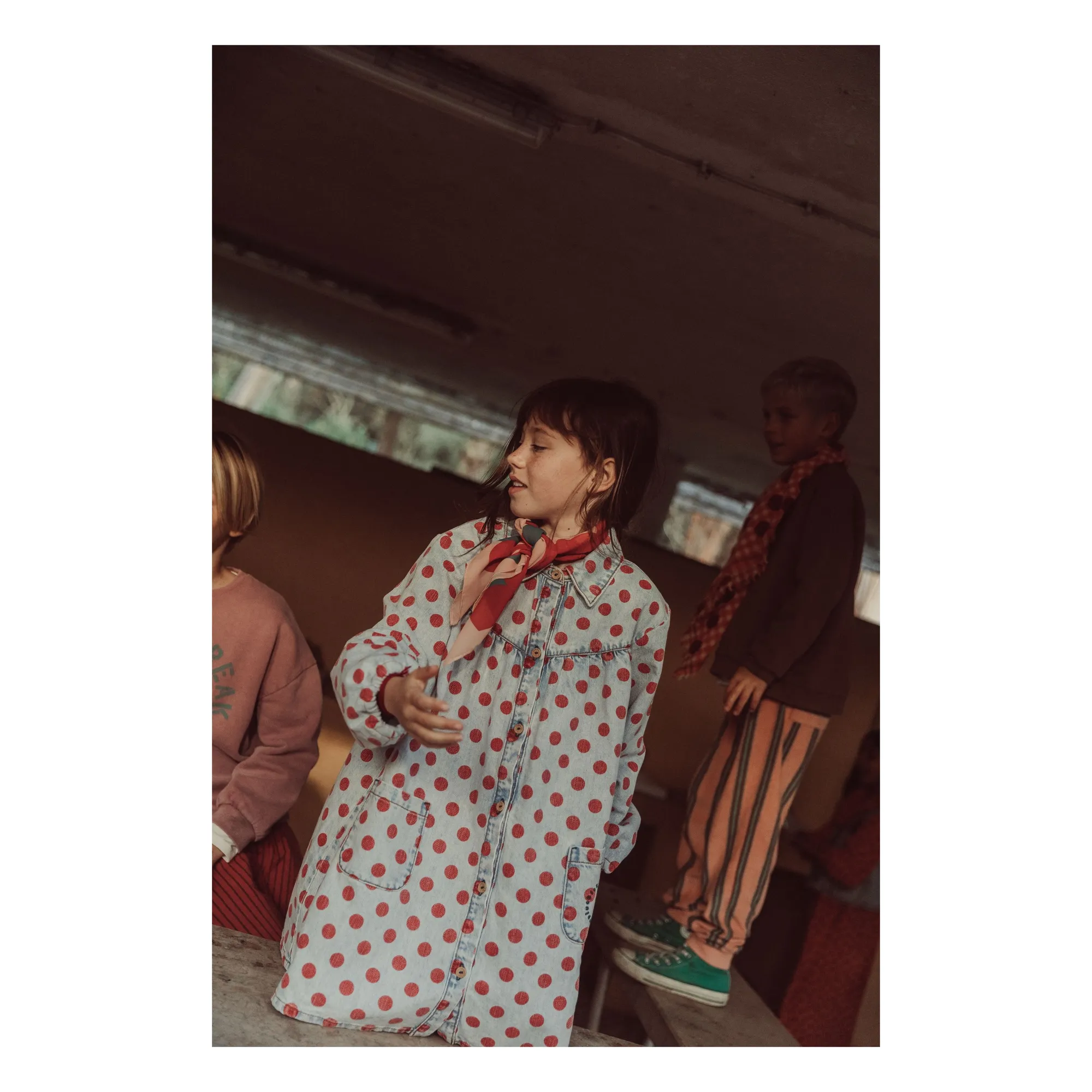 Robe Pois Denim | Bleu Clair- Image produit n°3
