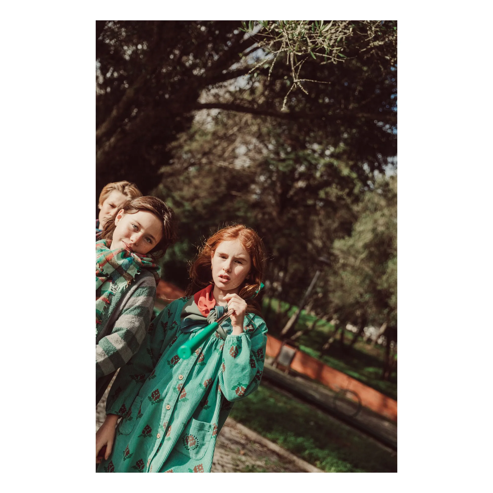 Robe Fleurie Velours Côtelé Coton Bio | Vert- Image produit n°4