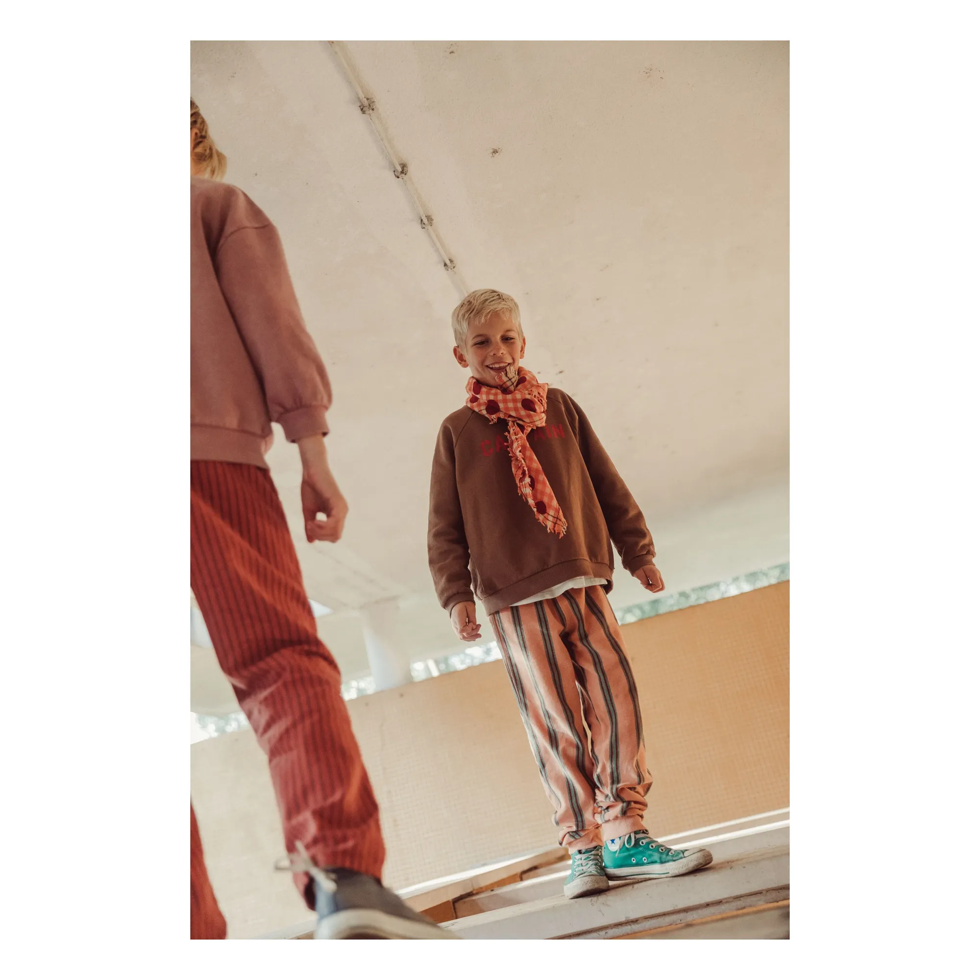 Jogger Rayé Eponge Coton Bio | Rose- Image produit n°3