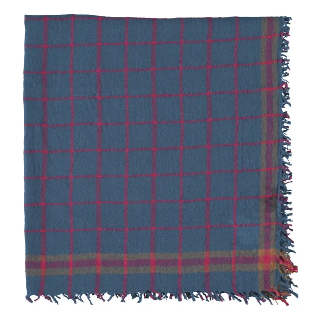 Foulard Carreaux Laine | Bleu