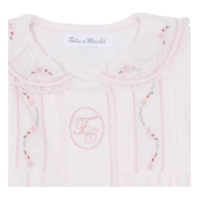 Pyjamas Claudine collar Lace | Pale Pink