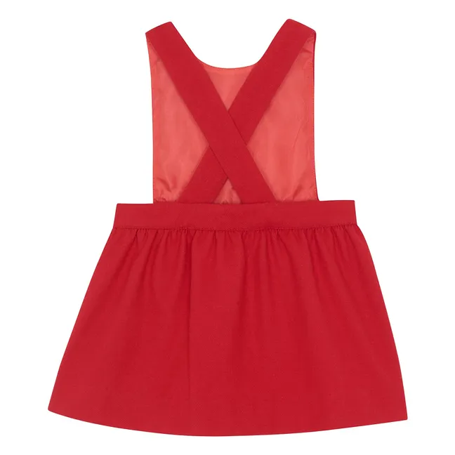 Robe Brodée Fleurs | Rouge cerise