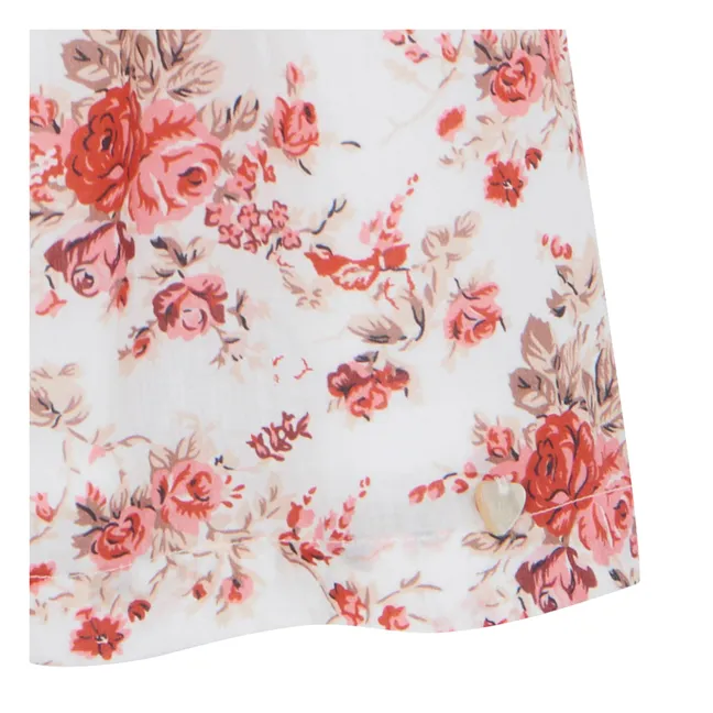 Robe Col Volants Fleurie | Rose