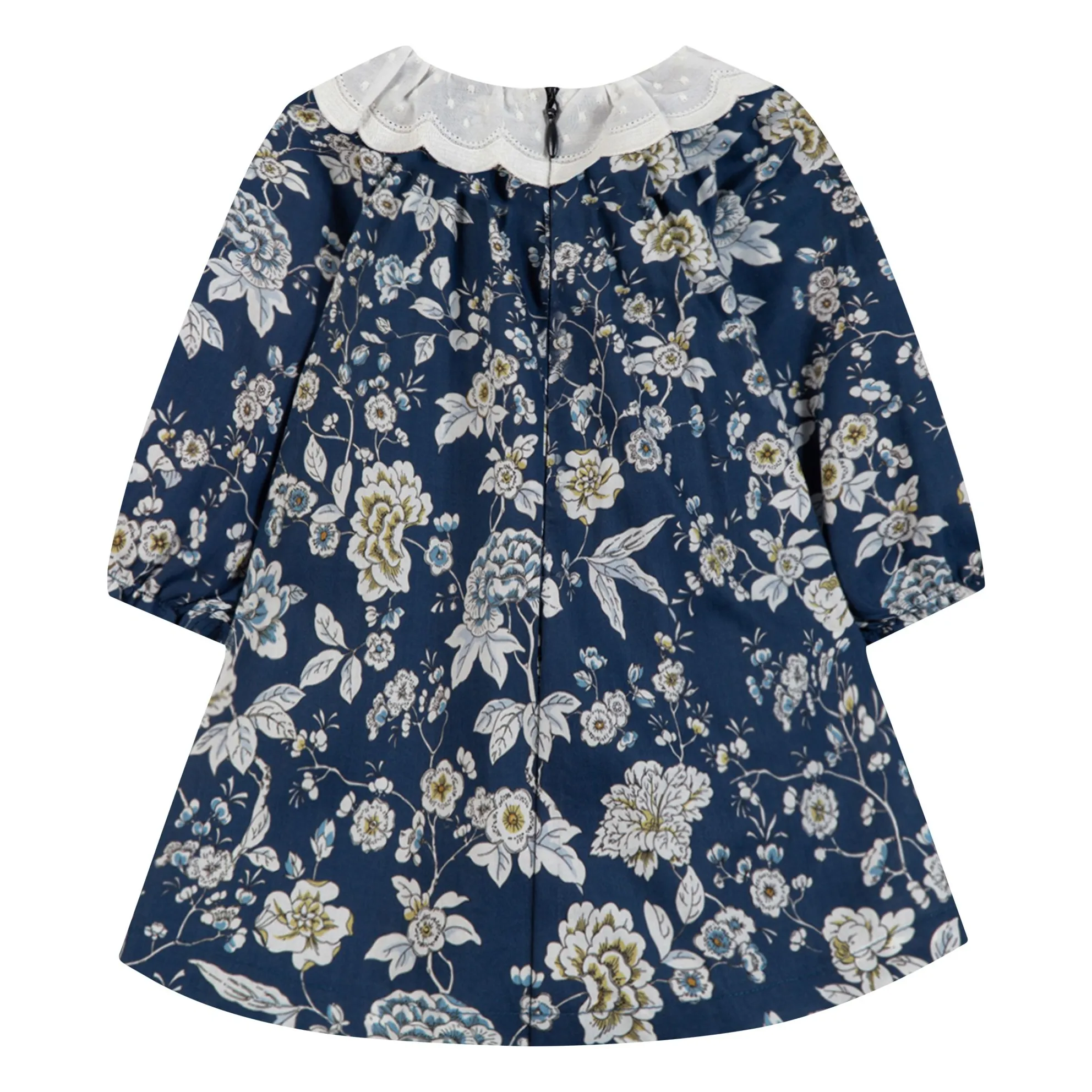 Robe Col Feston Fleurie | Bleu marine- Image produit n°4