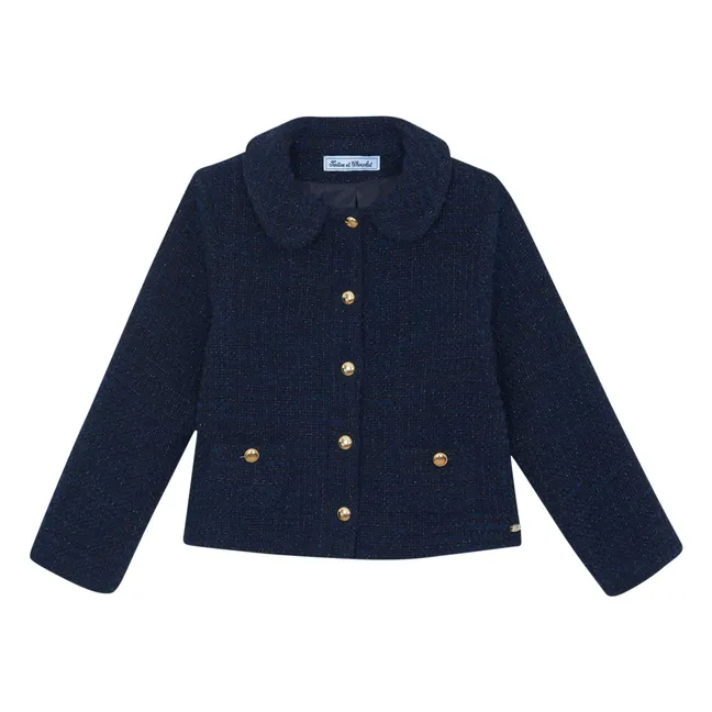 Veste Col Claudine Tweed | Bleu marine