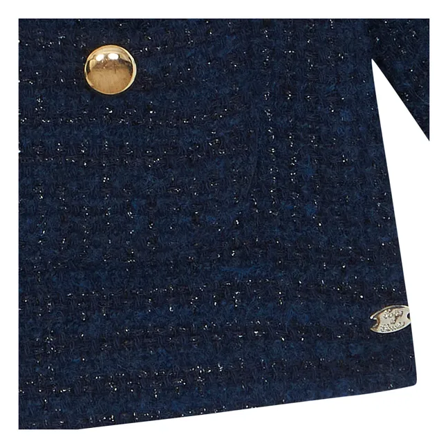 Veste Col Claudine Tweed | Bleu marine
