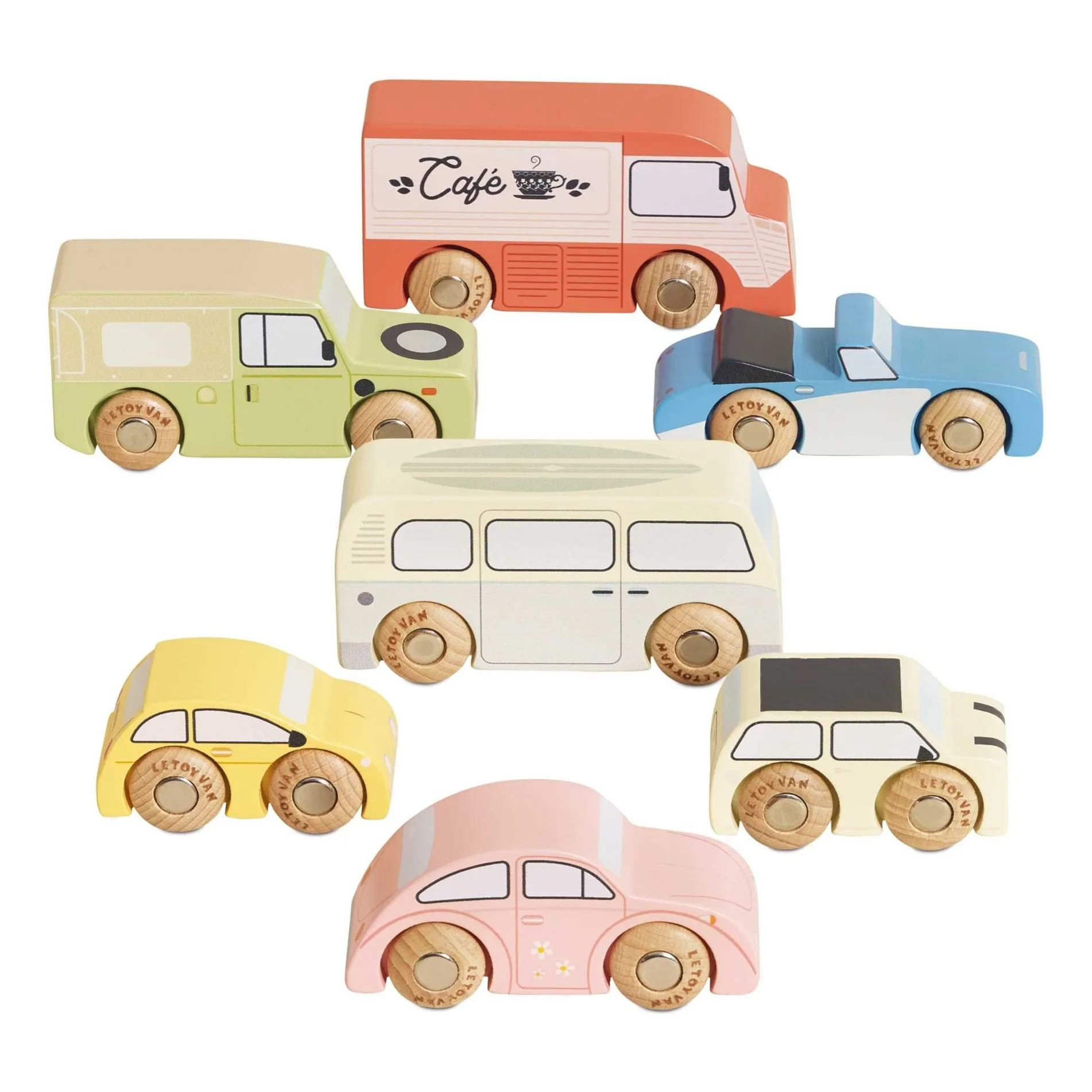 Le Toy Van Multicoloured Vintage Cars - Set Of 7