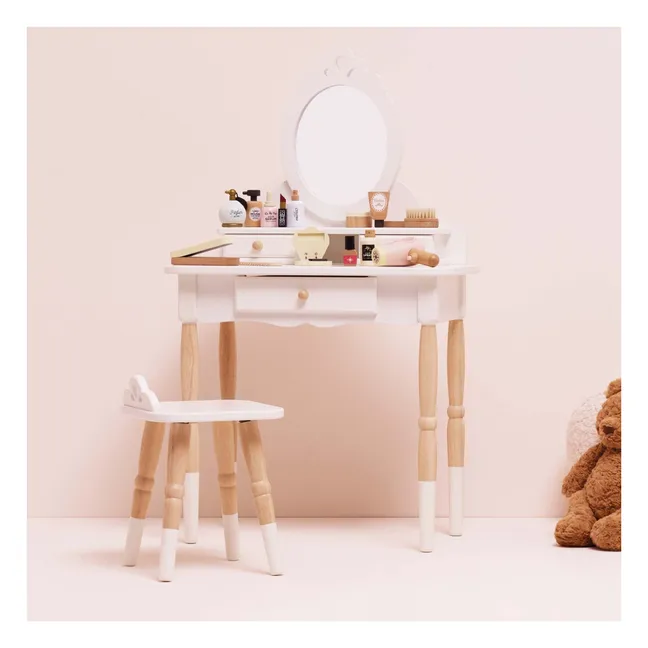 Coiffeuse avec son tabouret | Blanc