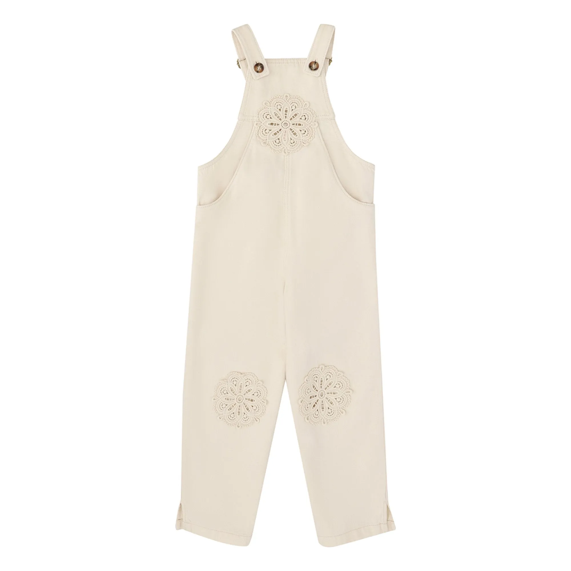 Zimmermann Ecru Organic Cotton Embroidered Overalls
