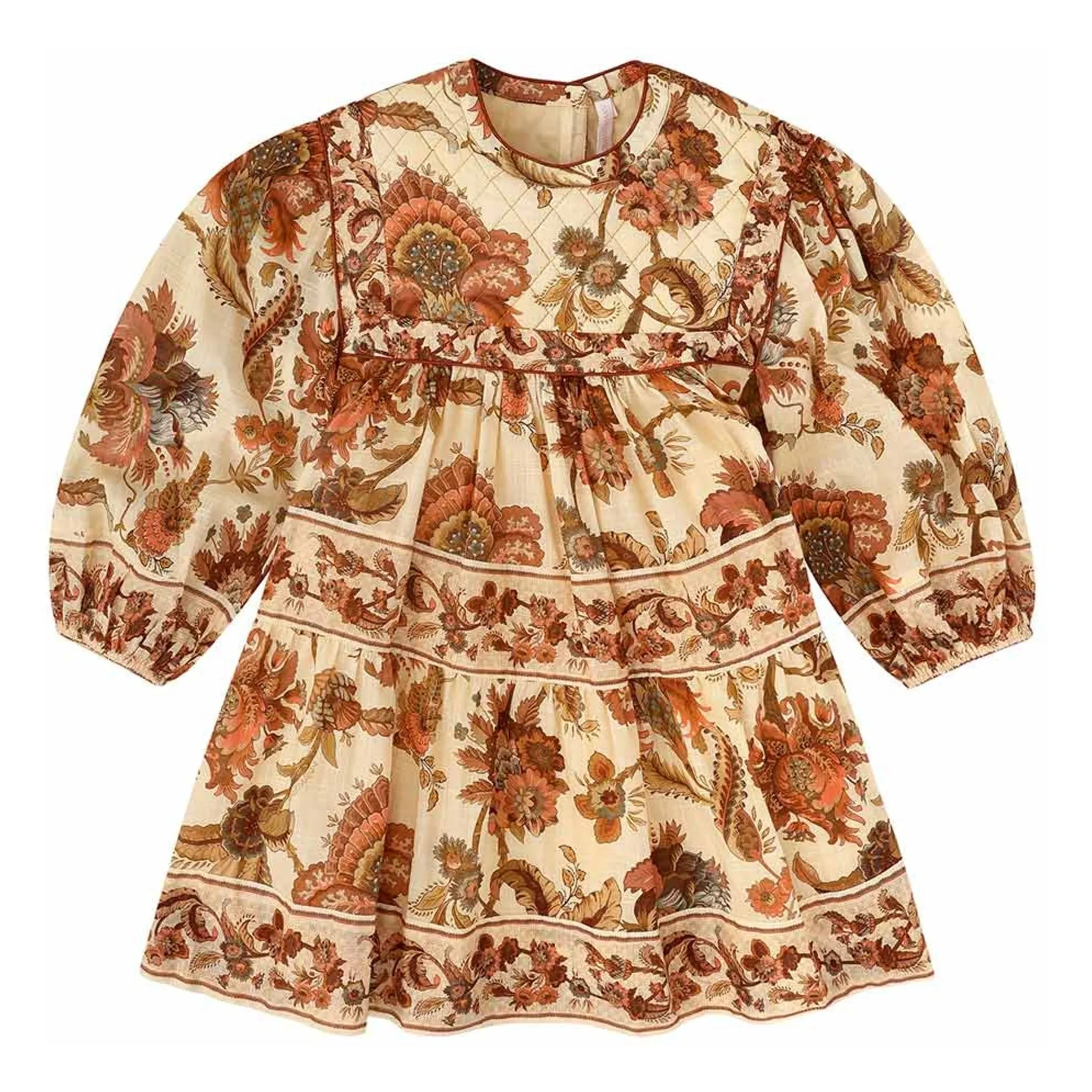 Zimmermann Orange Organic Cotton Floral Long Sleeve Dress