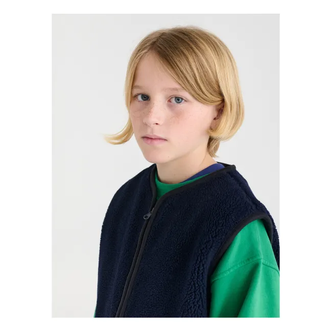 N°6 Sleeveless Sherpa Jacket | Dark Blue