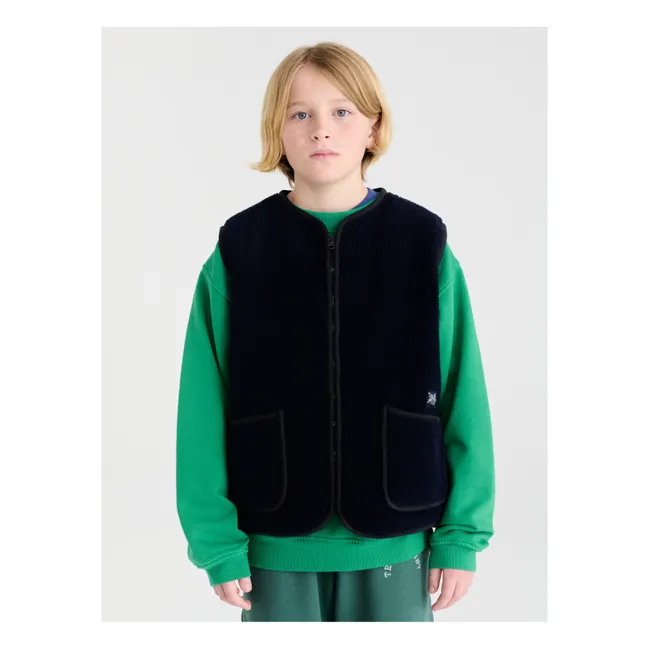 Veste Sans Manches Façon Sherpa N°6 | Bleu foncé
