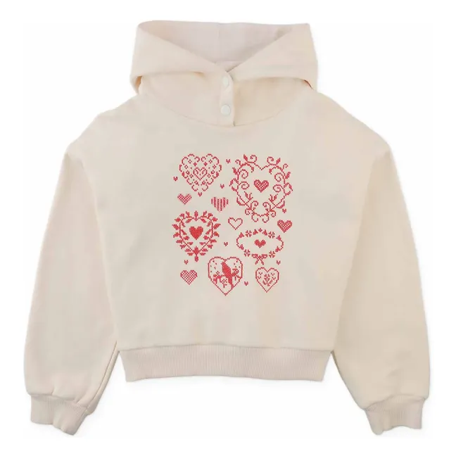 Sweat Capuche Brodé Isabela | Ecru