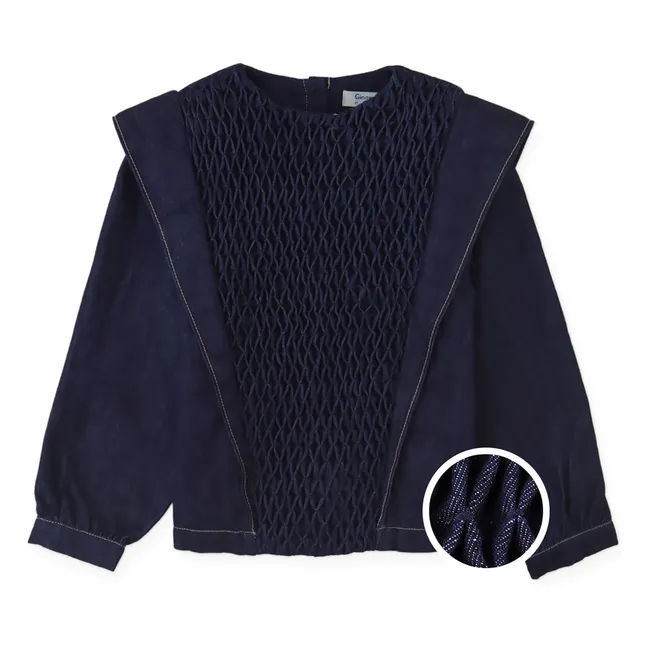 Blouse Smockée Flerida Denim | Bleu foncé