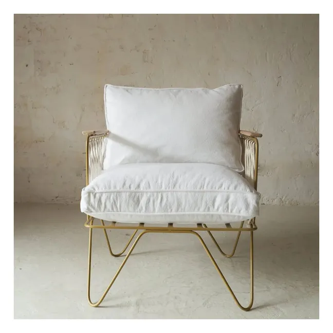 Fauteuil Croisette doré mat epoxy, coton | Blanc