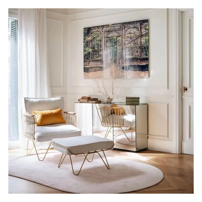 Fauteuil Croisette doré mat epoxy, coton | Blanc