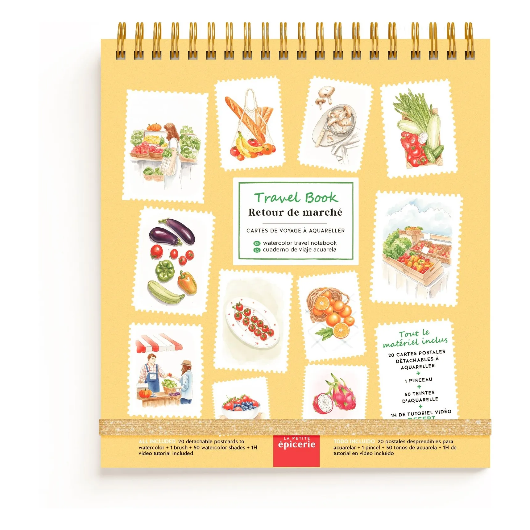 La Petite Épicerie Yellow Watercolor Notebook - Retour De Marché