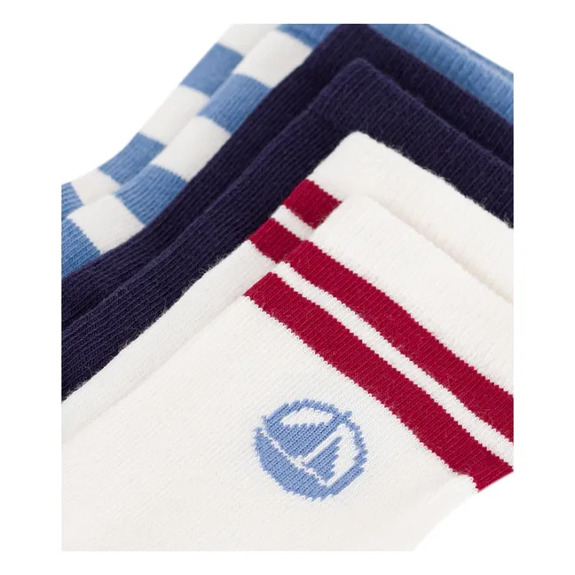 Lot de 3 Paires de Chaussettes Rayées | Bleu