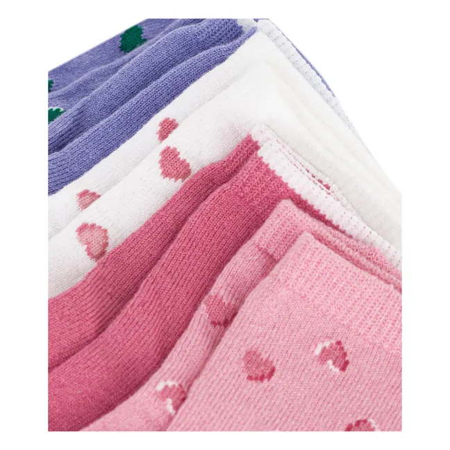 Lot de 5 Paires de Chaussettes Cœurs | Violet