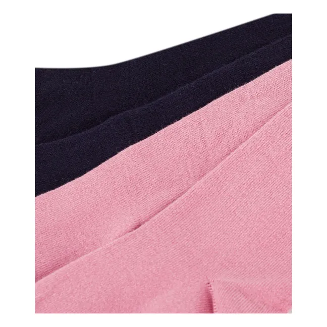 Lot de 2 Paires de Collants Unis Coton Bio | Rose