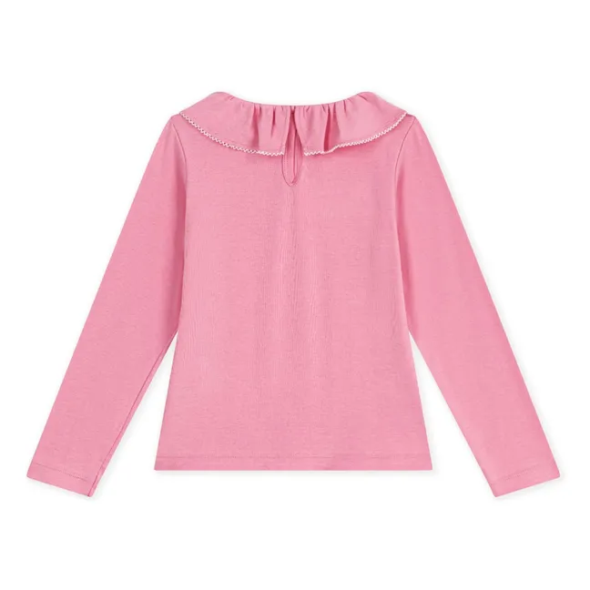 Organic cotton ruffled collar T-shirt | Pink