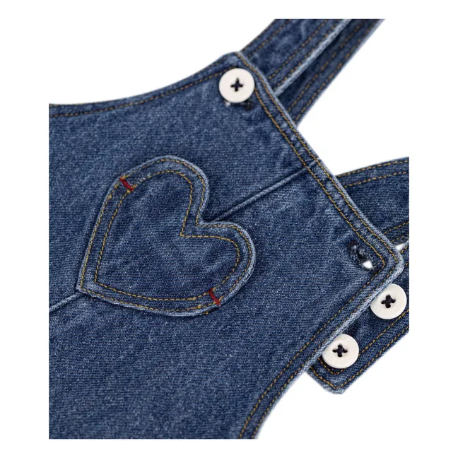 Salopette Cœur Denim Coton Bio | Bleu