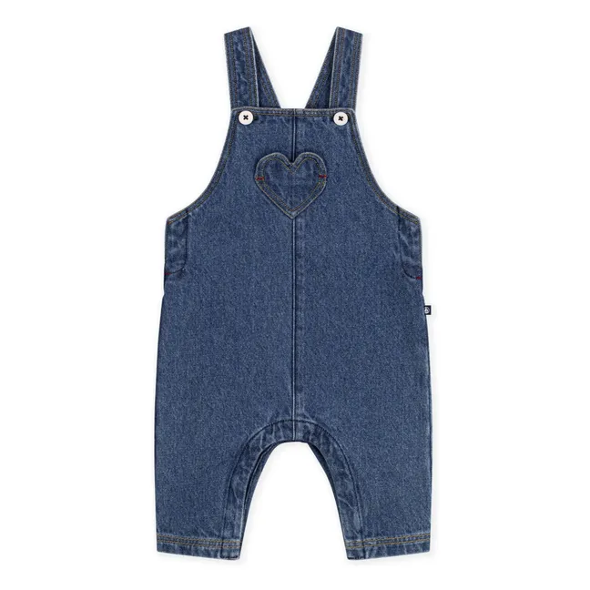 Salopette Cœur Denim Coton Bio | Bleu