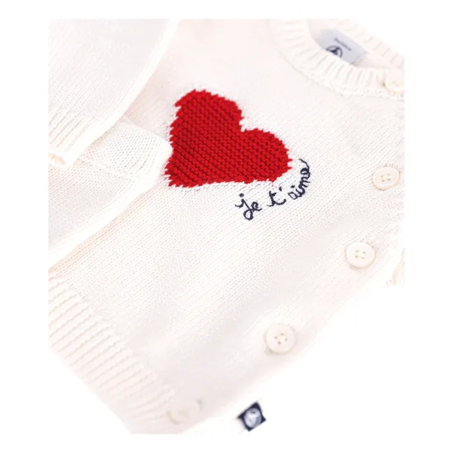 Wool Heart Cardigan and Pants Set | White