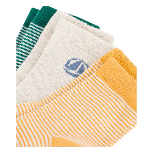 Lot de 3 Paires de Chaussettes Rayées | Jaune