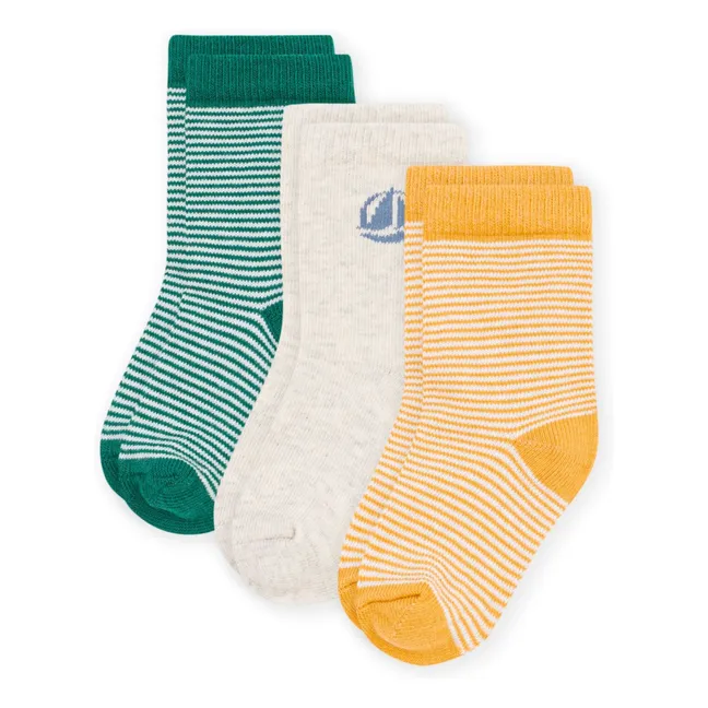 Lot de 3 Paires de Chaussettes Rayées | Jaune