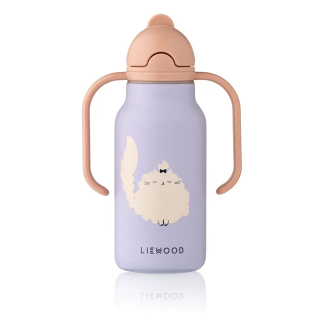 Kimmie Stainless Steel Water Bottle - 250 ml | Cat/Warm lilac