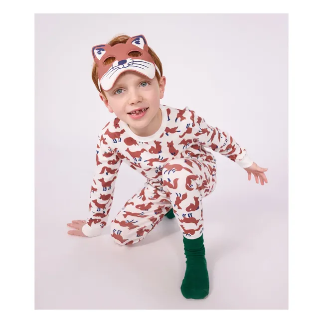 Ensemble Pyjama et Masque Renard Coton Bio | Blanc