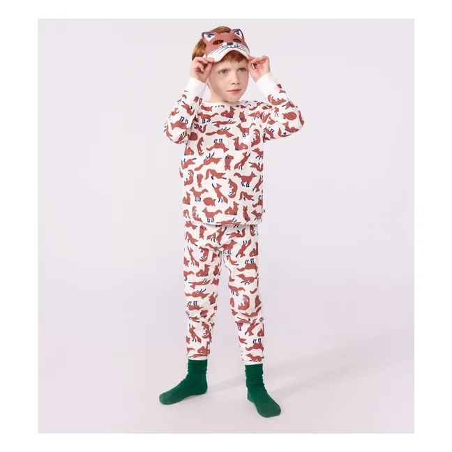 Ensemble Pyjama et Masque Renard Coton Bio | Blanc