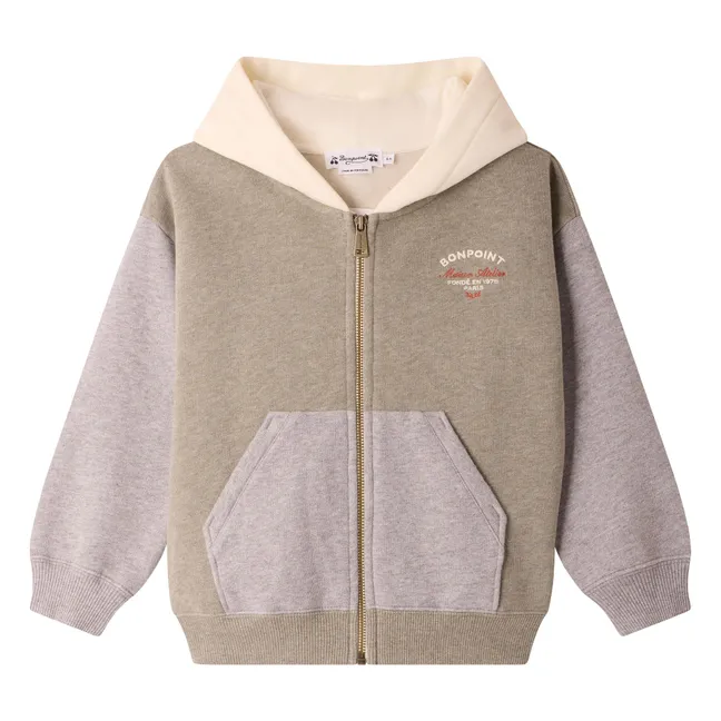 Sweat Zippé Capuche Chiné Elroy Coton Bio | Kaki