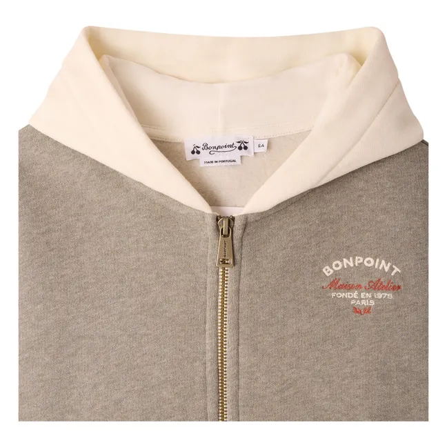 Sweat Zippé Capuche Chiné Elroy Coton Bio | Kaki