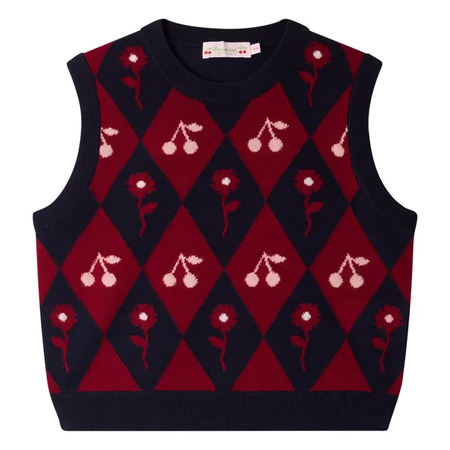 Pull Sans Manches Maelle Cerises Laine | Bleu marine