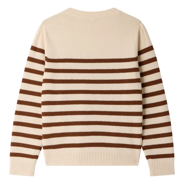 Pull Marlisa Rayé Laine | Ecru