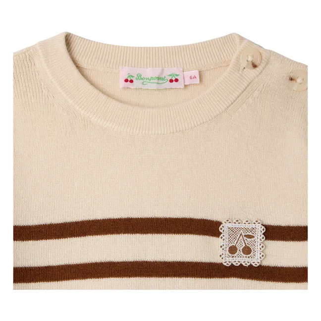 Pull Marlisa Rayé Laine | Ecru