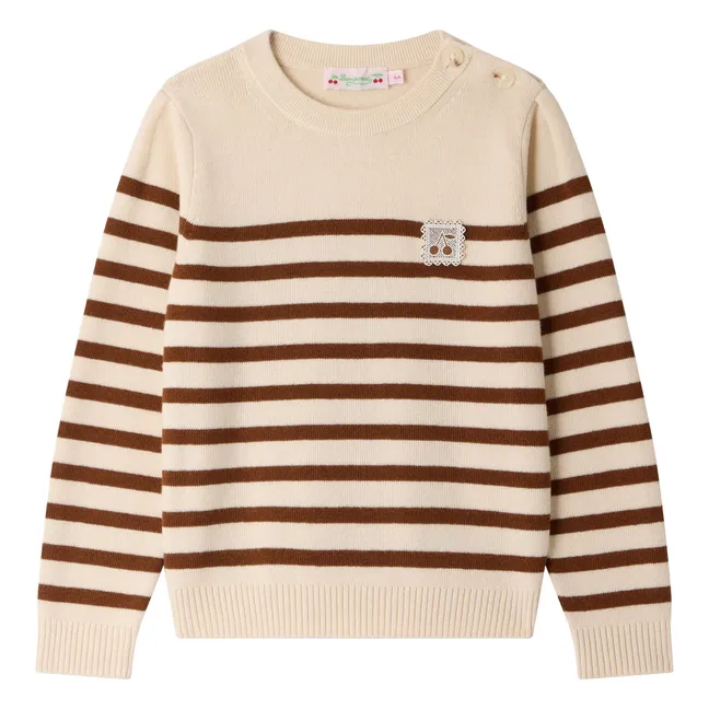 Pull Marlisa Rayé Laine | Ecru