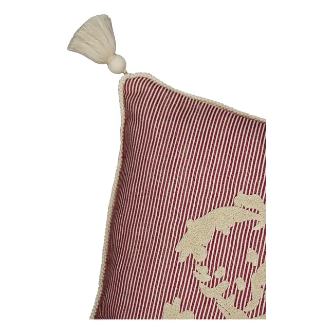 Coussin en velours brodé Dinis | Bordeaux