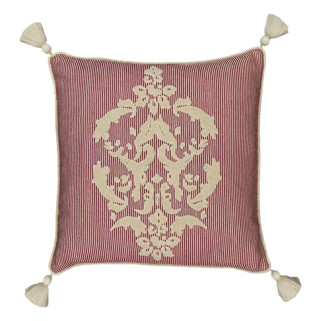 Coussin en velours brodé Dinis | Bordeaux