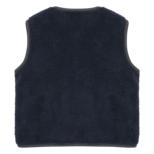 Veste Sans Manches Façon Sherpa N°6 | Bleu foncé
