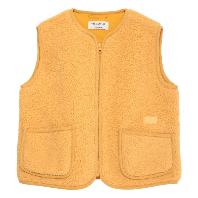 Veste Sans Manches Façon Sherpa N°6 | Jaune