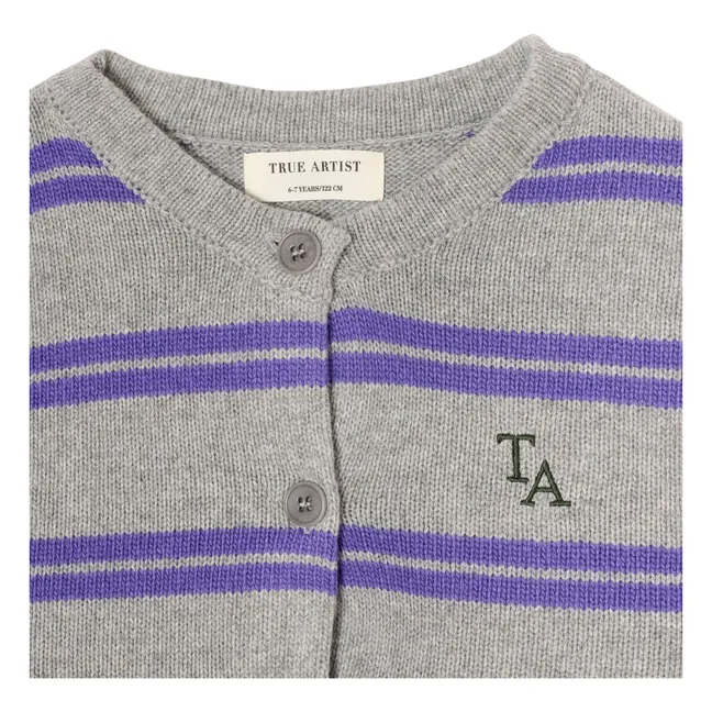 Gilet N°6 Rayé Laine | Gris